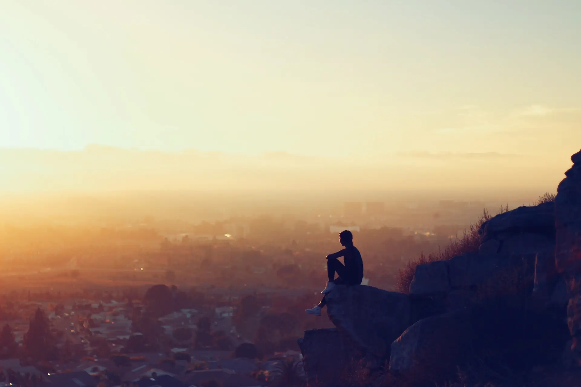 Someone on a rock relaxing